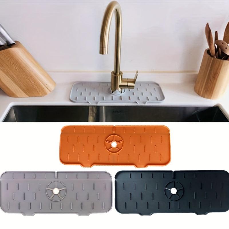 2pcs Silicone Long Strip Drain Mat Faucet Drip Catcher Sink Splash Guard