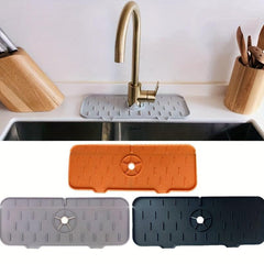 2pcs Silicone Long Strip Drain Mat Faucet Drip Catcher Sink Splash Guard