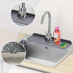 2pcs Silicone Long Strip Drain Mat Faucet Drip Catcher Sink Splash Guard