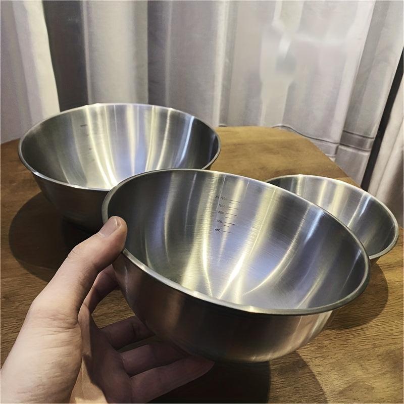 3pcs Stainless Steel Mixing Bowls Salad Kitchen Gadgets