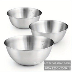 3pcs Stainless Steel Mixing Bowls Salad Kitchen Gadgets