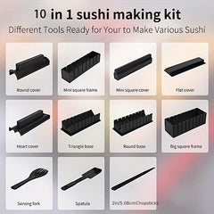 10pcs DIY Sushi Maker Set with Roller, Mold, Spreader
