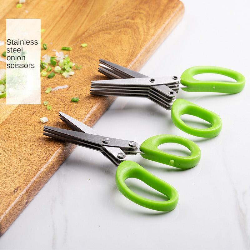 5-Layer Stainless Steel Kitchen Shears for Chopping Onions, Vegetables, Herbs