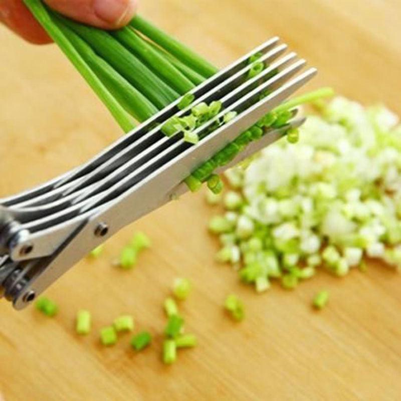 5-Layer Stainless Steel Kitchen Shears for Chopping Onions, Vegetables, Herbs