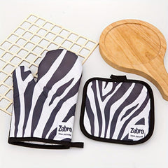 2pcs Leopard Pattern Oven Mitt and Potholder Set, Non Slip, Durable
