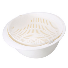 Double Layer Drain Basket Rotatable Strainer Household Colander