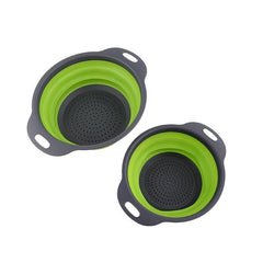 2pcs Collapsible Colanders Folding Strainers Circular Silicone Kitchen
