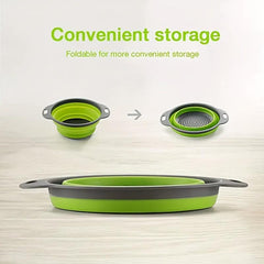 2pcs Collapsible Colanders Folding Strainers Circular Silicone Kitchen