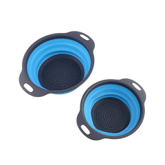 2pcs Collapsible Colanders Folding Strainers Circular Silicone Kitchen