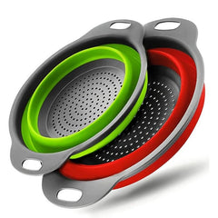 2pcs Collapsible Colanders Folding Strainers Circular Silicone Kitchen