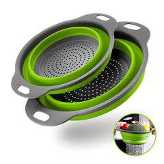 2pcs Collapsible Colanders Folding Strainers Circular Silicone Kitchen