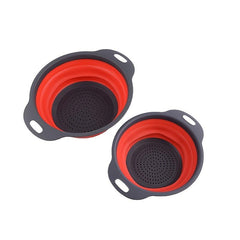 2pcs Collapsible Colanders Folding Strainers Circular Silicone Kitchen