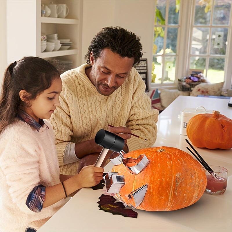 13pcs Stainless Steel Pumpkin Carving Kit with Hammer for Halloween