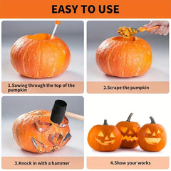 13pcs Stainless Steel Pumpkin Carving Kit with Hammer for Halloween