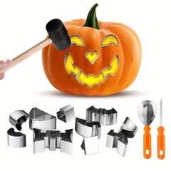13pcs Stainless Steel Pumpkin Carving Kit with Hammer for Halloween