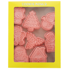 8pcs Christmas Cookie Cutters Embossers Candy Mold Biscuit Molds