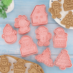 8pcs Christmas Cookie Cutters Embossers Candy Mold Biscuit Molds