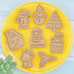 8pcs Christmas Cookie Cutters Embossers Candy Mold Biscuit Molds
