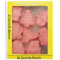 8pcs Christmas Cookie Cutters Embossers Candy Mold Biscuit Molds