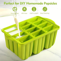 12-Cavity Silicone Ice Pop Molds - Reusable & Easy to Use
