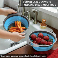 2pcs Silicone Colander Foldable Kitchen Sink Folding Square