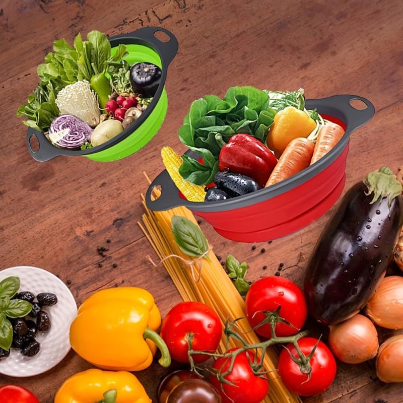 2pcs Silicone Colander Foldable Kitchen Sink Folding Square