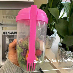 Portable Salad Cup with Fork and Lid: Healthy Salad Container for Picnic Lunch