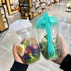Portable Salad Cup with Fork and Lid: Healthy Salad Container for Picnic Lunch