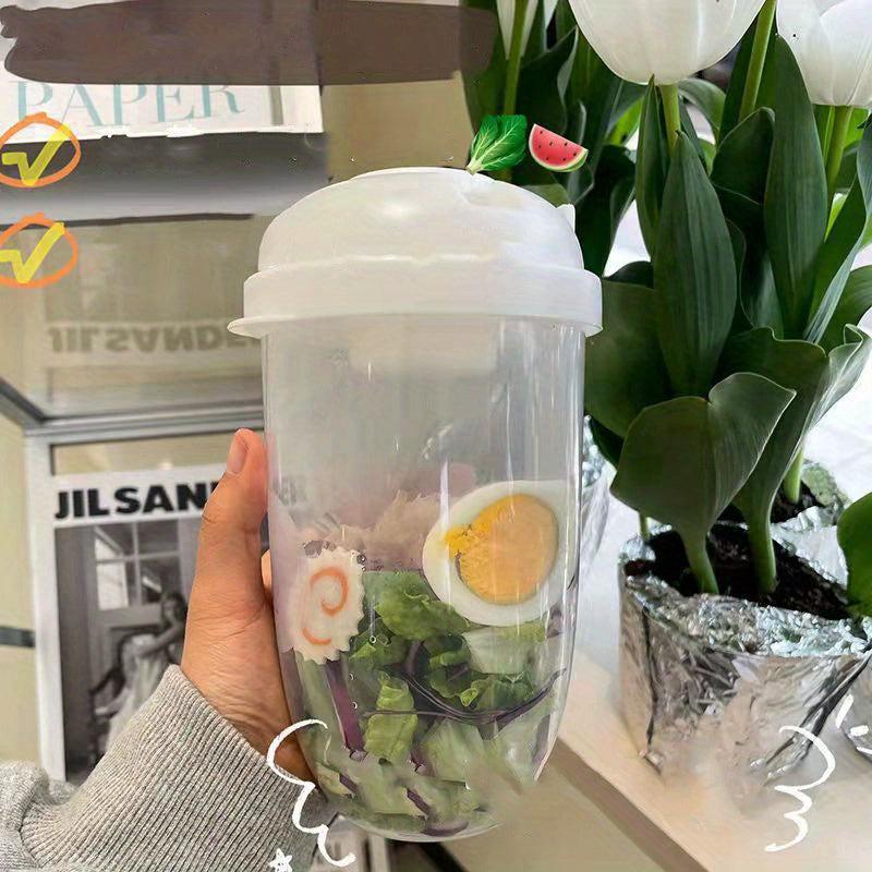 Portable Salad Cup with Fork and Lid: Healthy Salad Container for Picnic Lunch