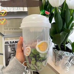 Portable Salad Cup with Fork and Lid: Healthy Salad Container for Picnic Lunch