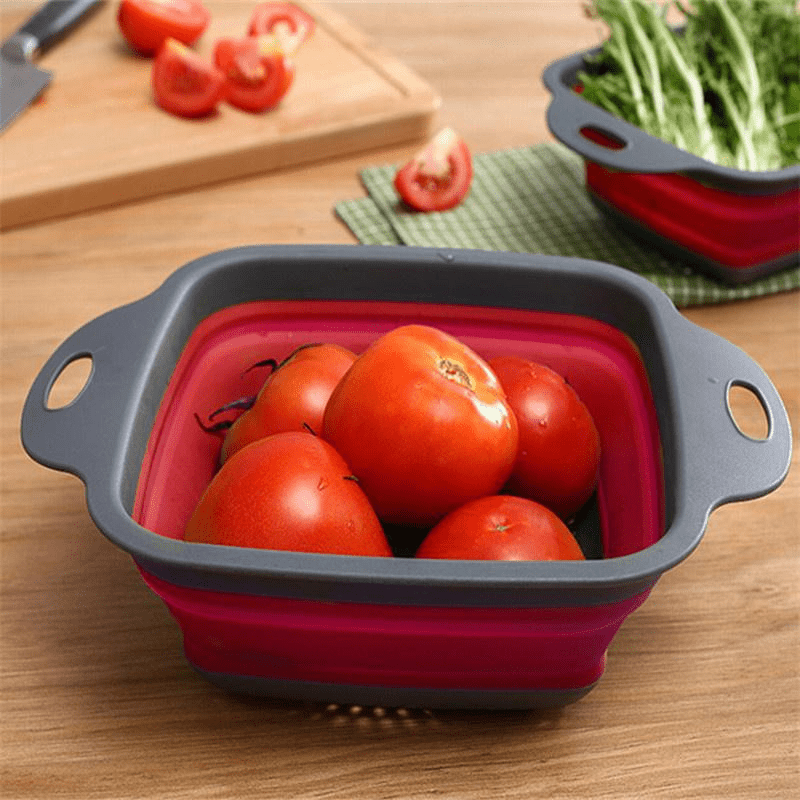2pcs Silicone Colander Foldable Kitchen Sink Strainer