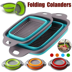 2pcs Silicone Colander Foldable Kitchen Sink Strainer