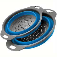 2pcs Foldable Silicone Colander Large and Small Sizes Kitchen Sink Drain Basket