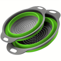 2pcs Foldable Silicone Colander Large and Small Sizes Kitchen Sink Drain Basket
