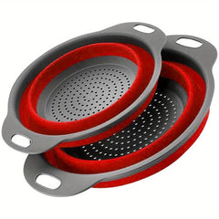 2pcs Foldable Silicone Colander Large and Small Sizes Kitchen Sink Drain Basket