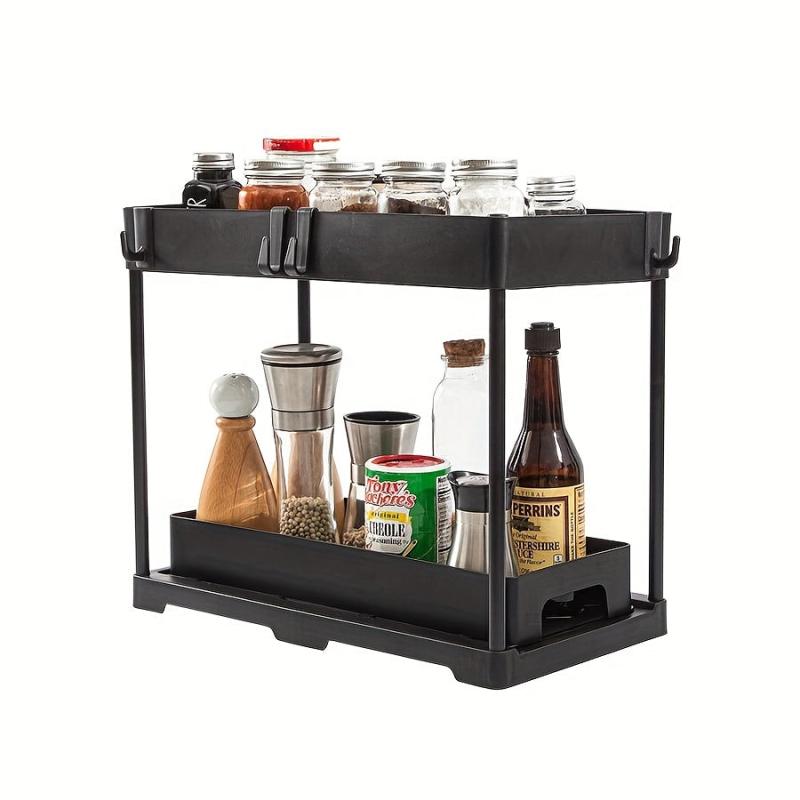 Pull Out Spice Rack Kitchen Organization Hooks Shelf Cabinet Sink Organizer