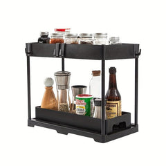 Pull Out Spice Rack Kitchen Organization Hooks Shelf Cabinet Sink Organizer