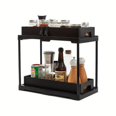 Pull Out Spice Rack Kitchen Organization Hooks Shelf Cabinet Sink Organizer