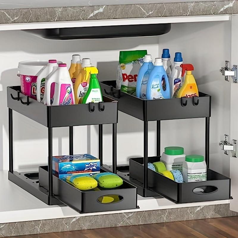 Pull Out Spice Rack Kitchen Organization Hooks Shelf Cabinet Sink Organizer