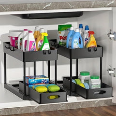 Pull Out Spice Rack Kitchen Organization Hooks Shelf Cabinet Sink Organizer