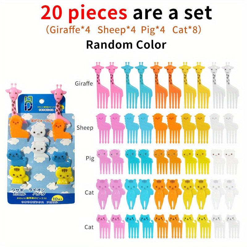 10pcs Mini Fruit Forks for Kids - Fun Cartoon Design