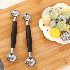 2pcs SS Fruit Ball Digging Spoon Ice Cream Jelly Dessert Digging Spoon