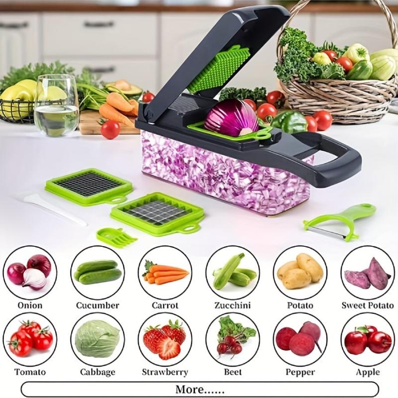 16pcs Vegetable Chopper Slicer Cutter with Container & Hand Guard