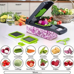 16pcs Vegetable Chopper Slicer Cutter with Container & Hand Guard