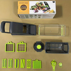 16pcs Vegetable Chopper Slicer Cutter with Container & Hand Guard