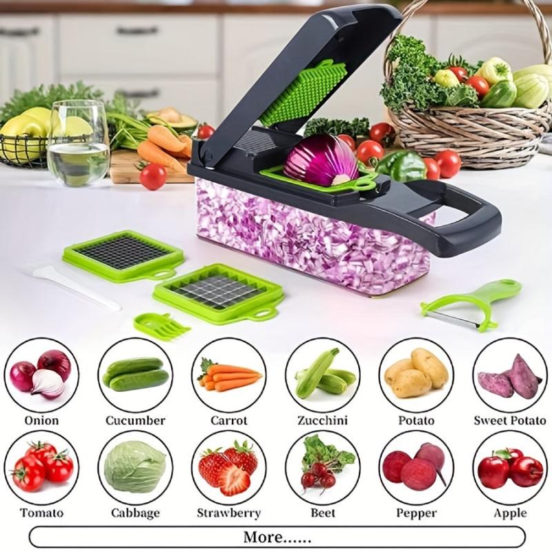 16pcs Vegetable Chopper Slicer Cutter with Container & Hand Guard