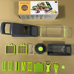 16pcs Vegetable Chopper Slicer Cutter with Container & Hand Guard