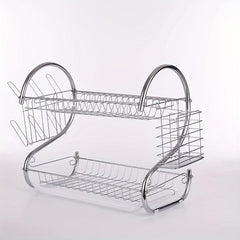 2 Tier Dish Drying Rack Rust Proof with Storage