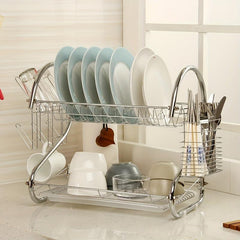 2 Tier Dish Drying Rack Rust Proof with Storage
