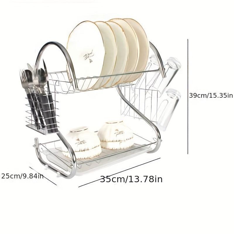 2 Tier Dish Drying Rack Rust Proof with Storage
